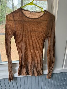Madewell Ribbed Scoop-Neck Sweater in Brown